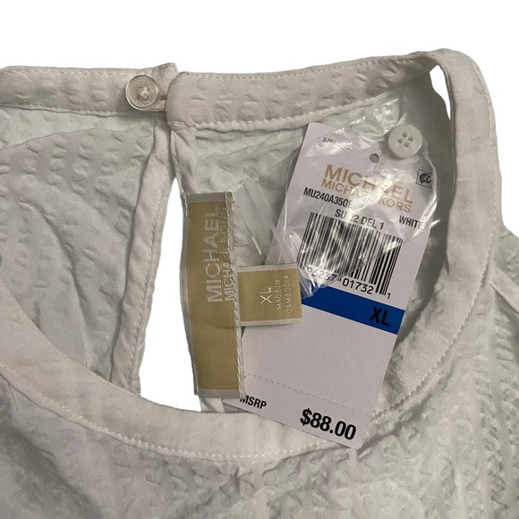 Michael Michael Kors White Textured Halter Neck Cold Shoulder Top Extra Large XL - Picture 5 of 16